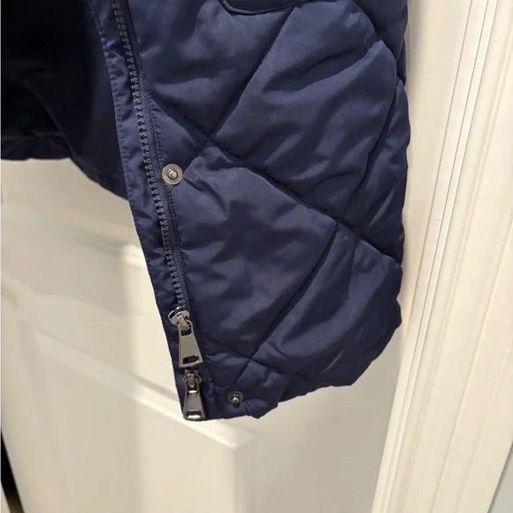 Navy Quilted Long Vest - Picture 4 of 5